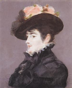 Edouard Manet Portrait de Jeanne Martin au Chapeau orne d'une Rose Norge oil painting art